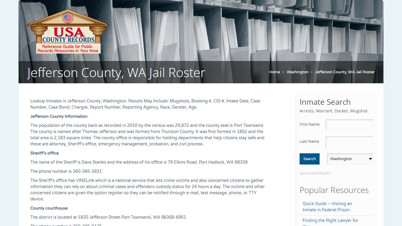 Jefferson County, WA Jail Roster | Name Search
