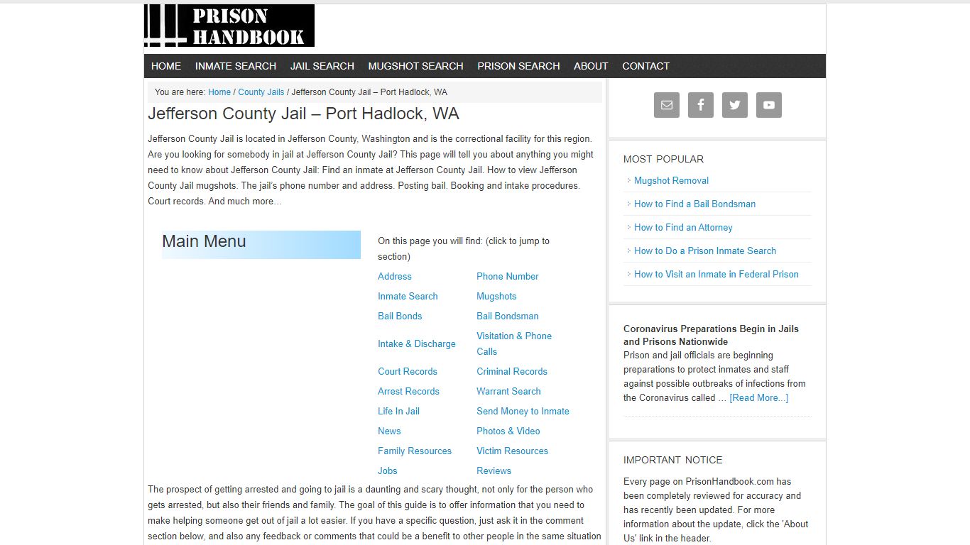 Jefferson County Jail – Port Hadlock, WA - Prison Handbook